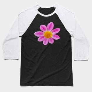 Pink Single Dahlia Flower Baseball T-Shirt